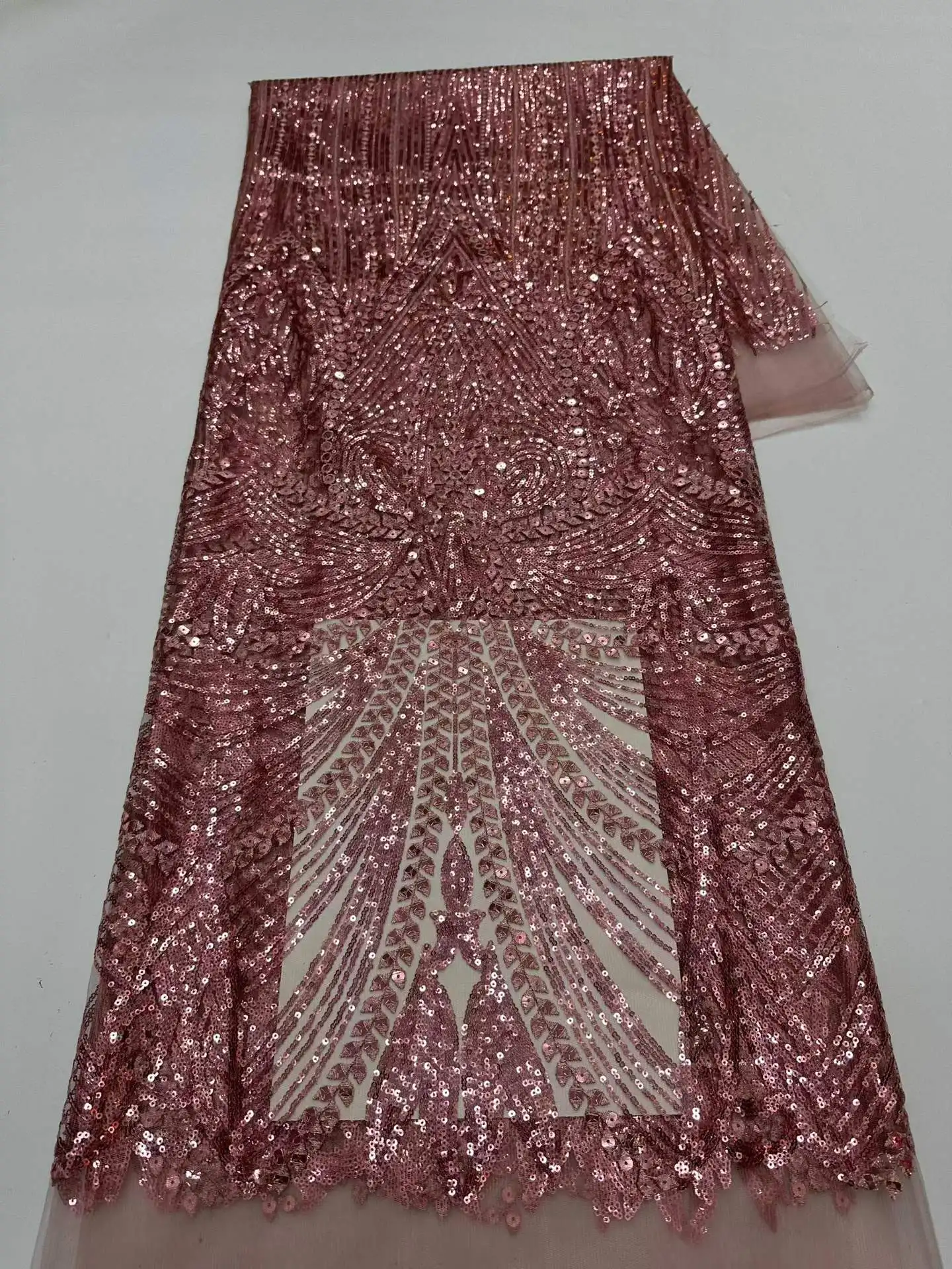 Luxury 2026 Sequins African Lace Fabric High Quality Tulle Lace Fabric 5 Yards Nigerian Lace Fabric for Sewing Wedding Dress