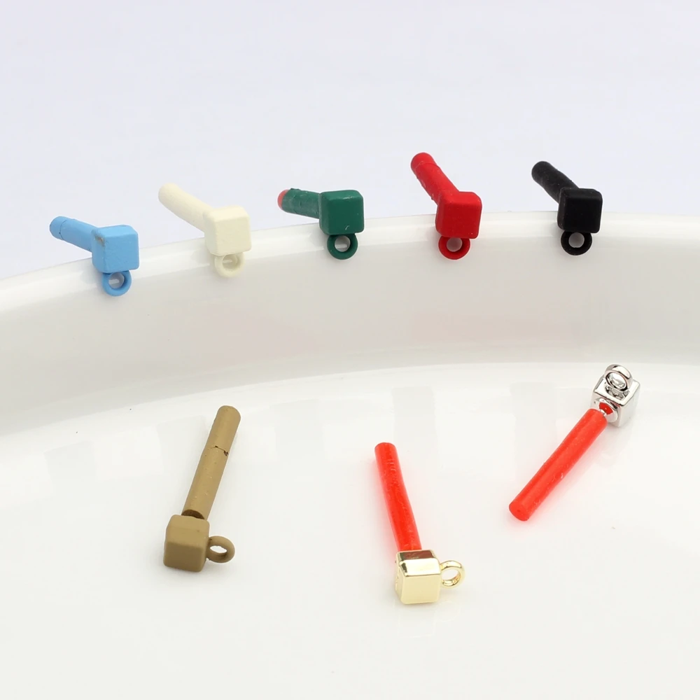 Zinc Alloy Color Spray Paint Mini Geometric Square Base Earrings Connector 10pcs/lot For DIY Drop Earrings Making Accessories