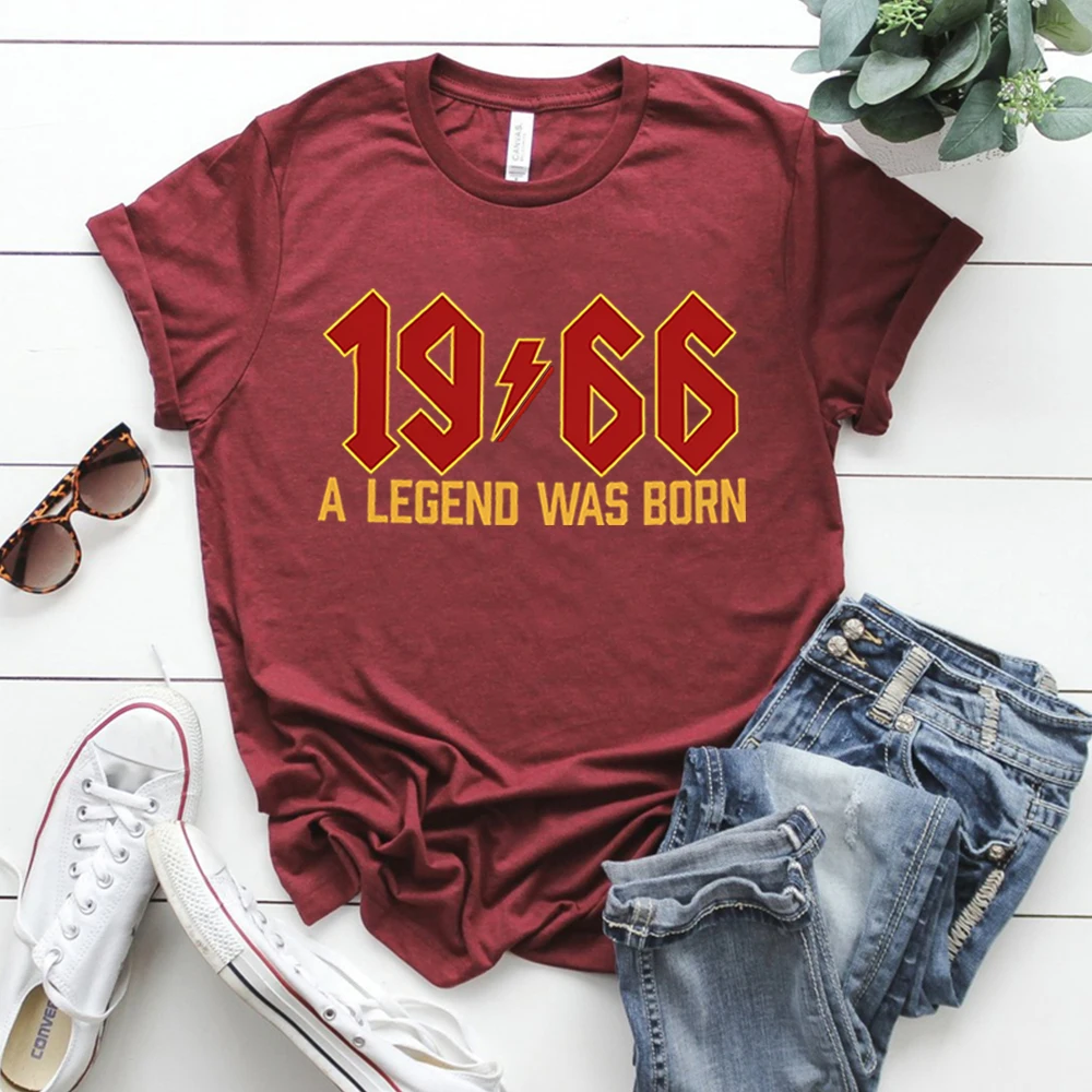 Cool 60th Birthday T-Shirt 1966 Legend Retro Rocker Tee Retro 2026 Sixtieth Birthday Shirt Short Sleeve Top Gift for Him or Her - view 6