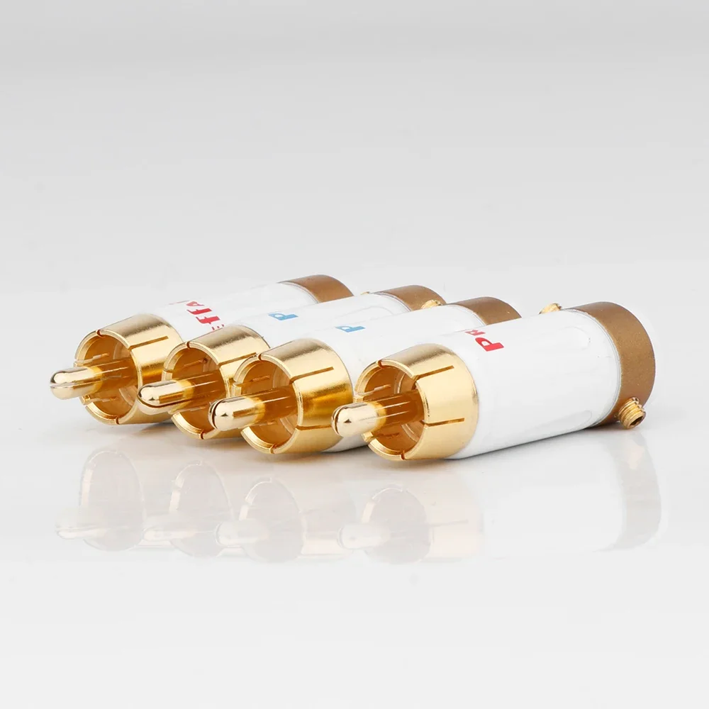 4 Buah Konektor RCA Tembaga Mewah Steker RCA Preffair Konektor Kawat Kabel Speaker Steker Solder Berlapis Emas untuk Kabel 6/8Mm