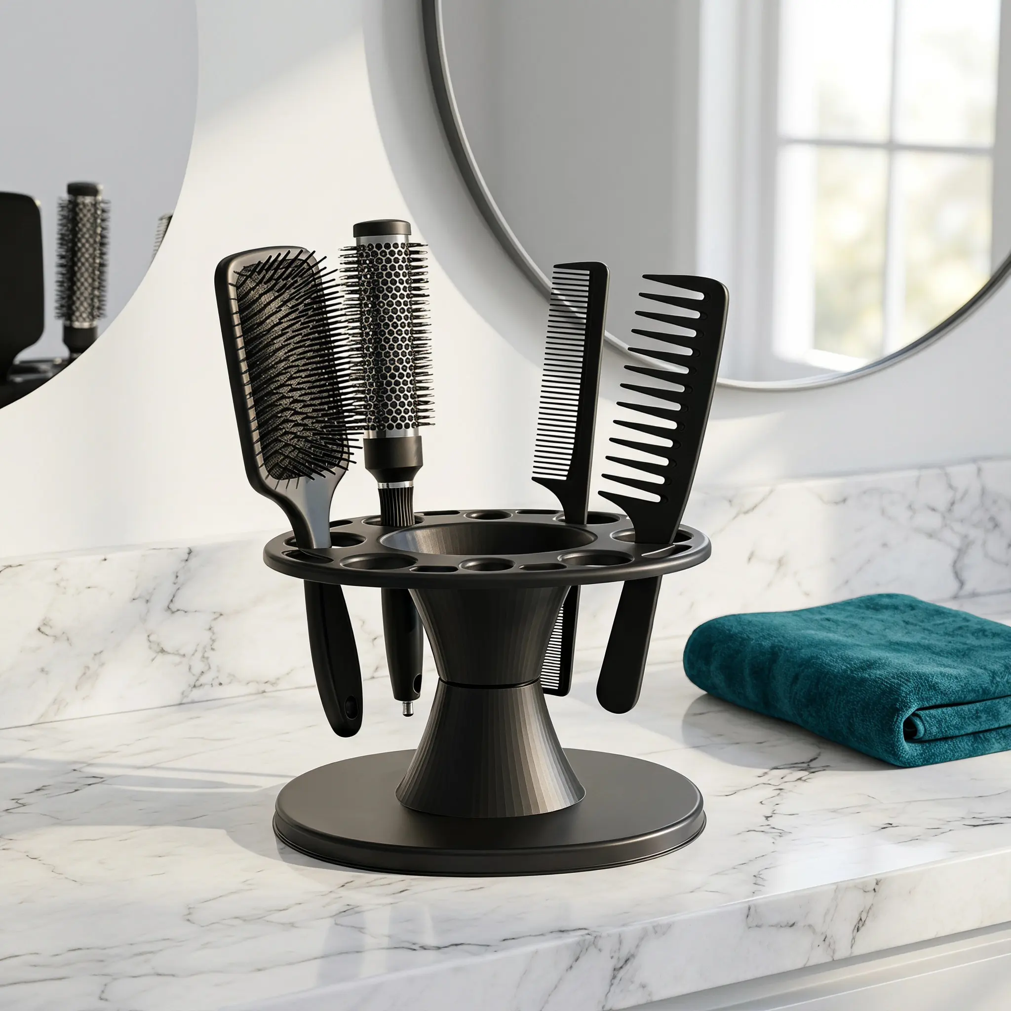 Vertical Hairdressing Tool Storage Rack for Combs, Brushes, Scissors – Stable Salon & Desktop Hair Organizer