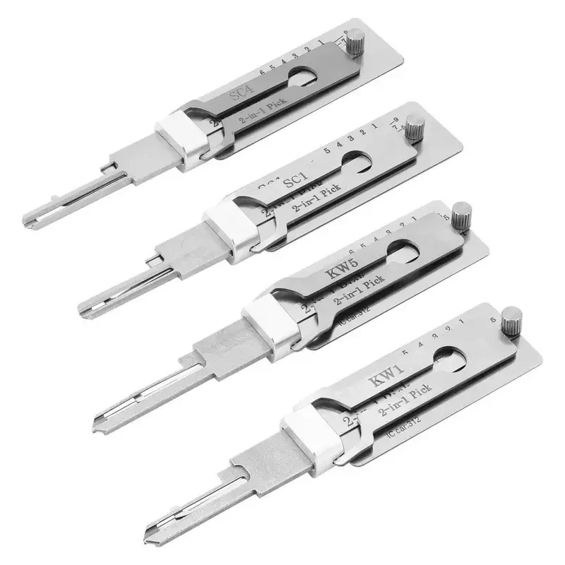 Herramientas de Cerrajería Lishi 2 en 1 KW1 KW5 SC1 SC4 SS001 Pro SS002 Pro R52/R52L M1/ MS2 AM5 SS002R para Cerraduras Civiles de Puertas de Hogar