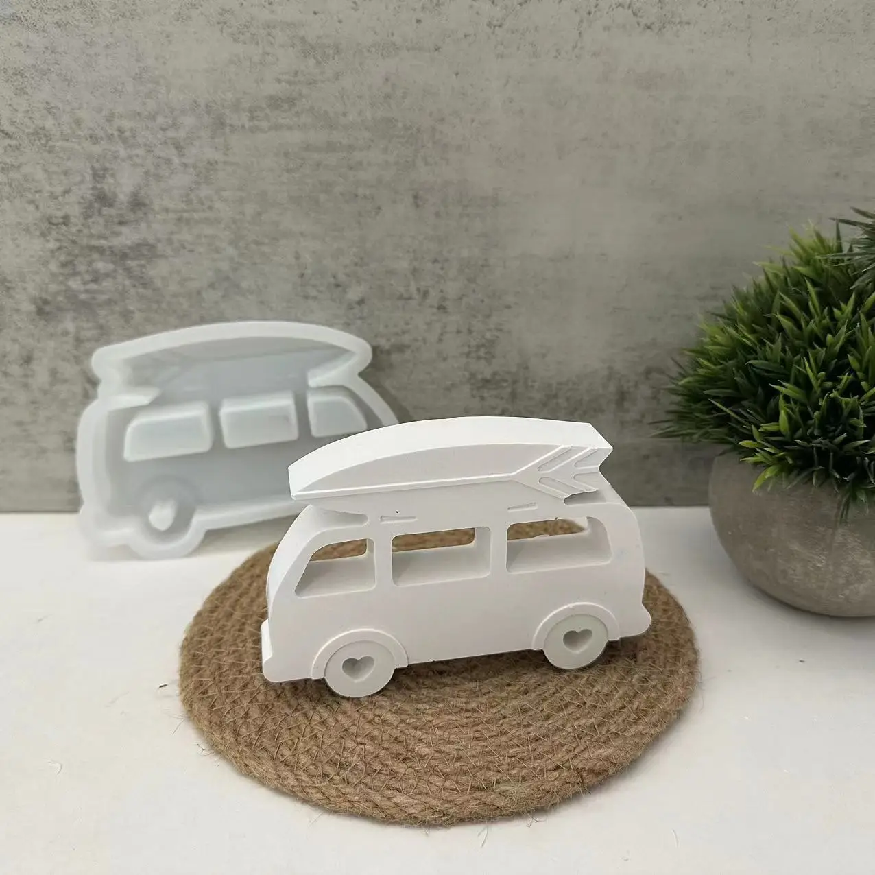 Camping Bus Silicone Mold Casting Mold Camper Van Surf Van Beach Life Surfing Bus Plaster Mould Vehicle Motorcycle Decor Molds