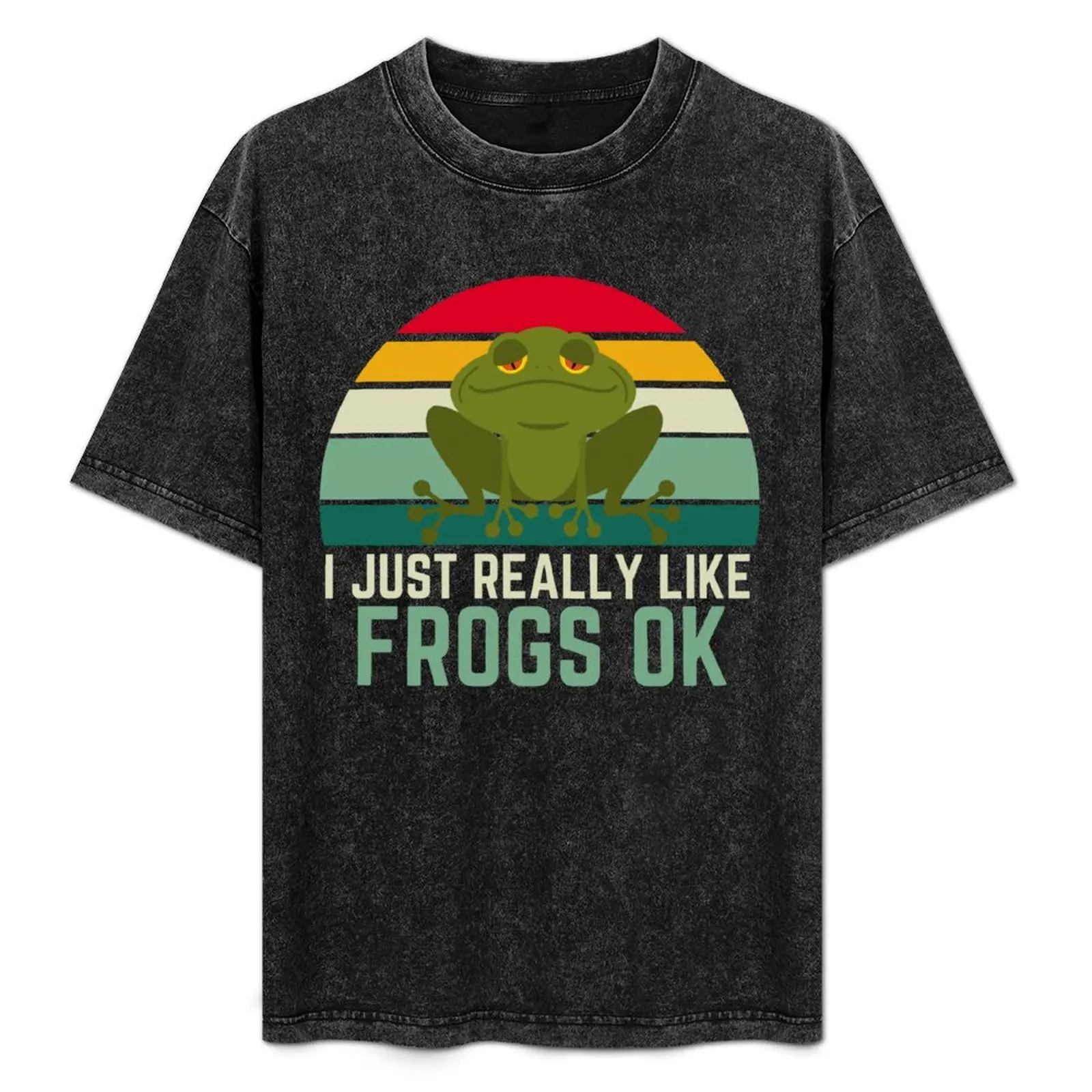 

I Just Really Like Frogs ok, retro vintage birthday gift T-Shirt anime korean fashion shirts men