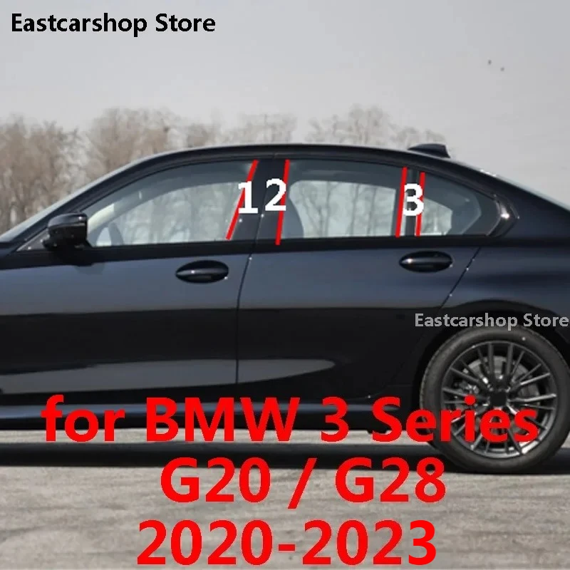 

For BMW 3 Series G20 G28 2020-2023 Car Central Middle Column PC Window Trims Decoration B C Pillar Strip Sticker Accessories