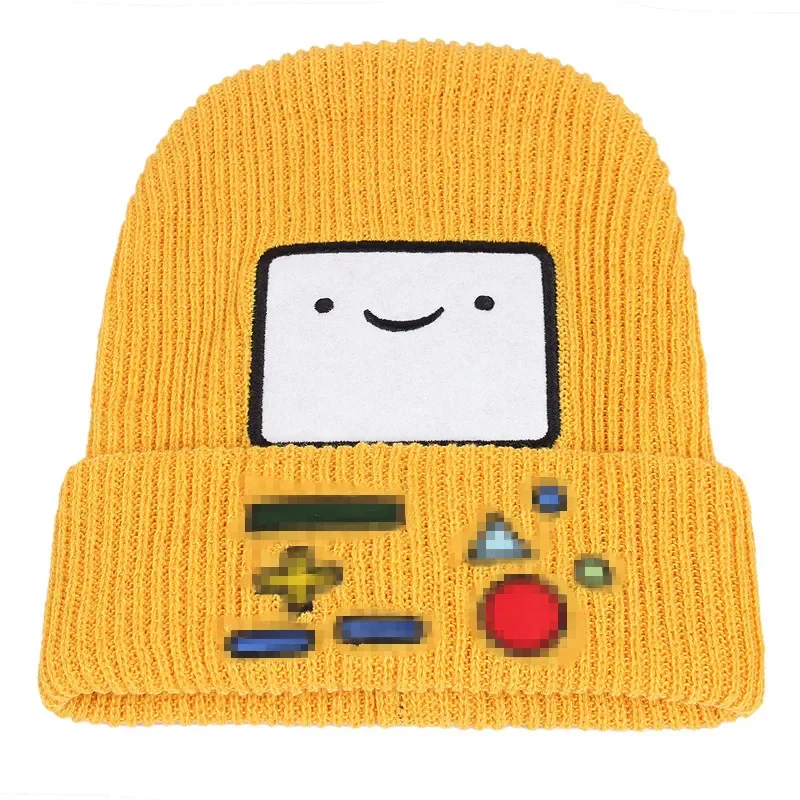 Adventure Time E8FA Cartoon Game Console Smiley Face Knitted Hat Warm   Winter  Beanie  Travel Foldable for