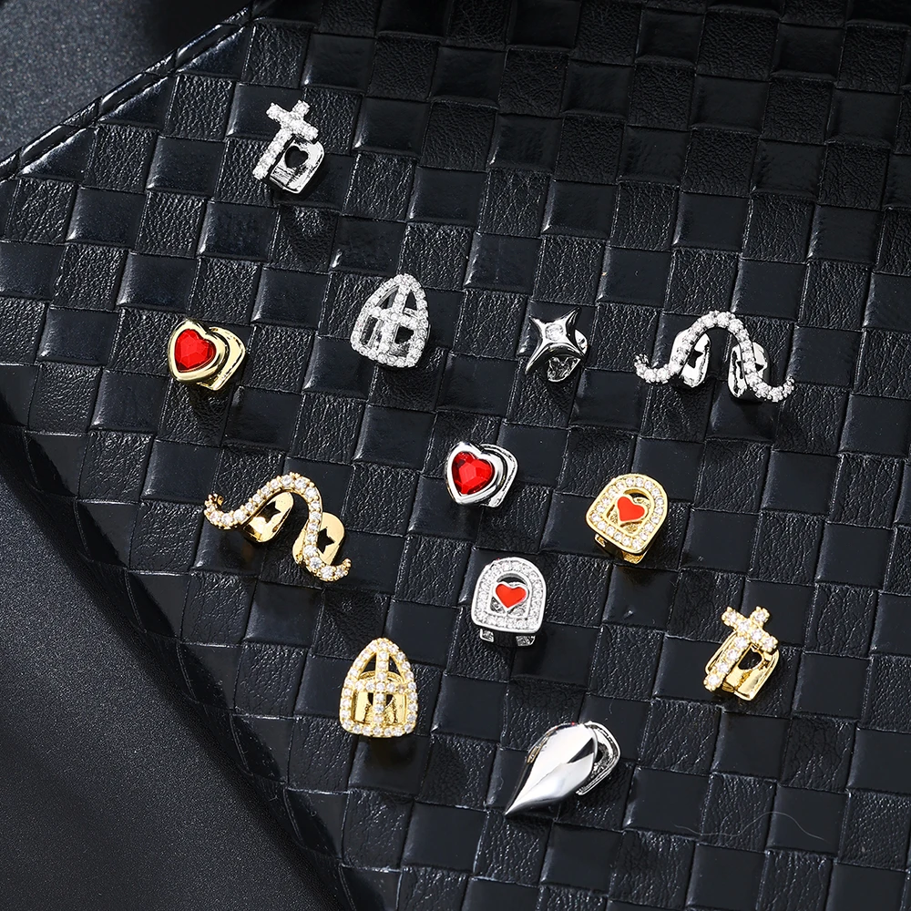1PC Single Star Pattern Iced Out Teeth Grillz Removable Dental Grills Teeth Punk Teeth Caps For Men Women Jewelry