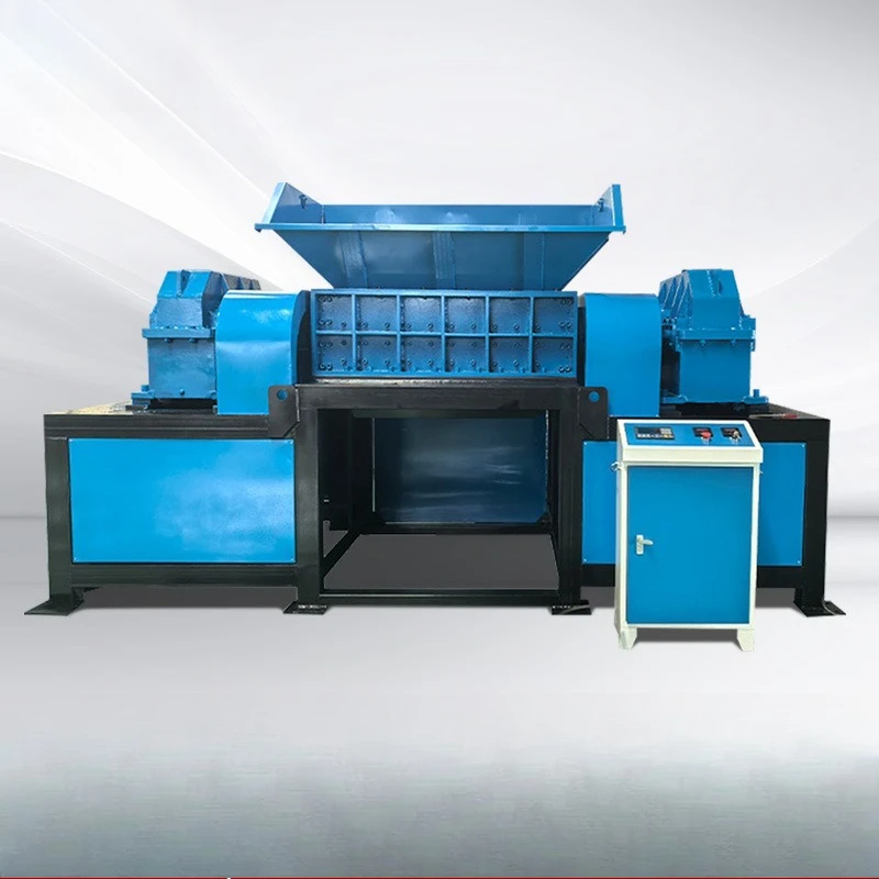 Large double shaft shredder, bicycle gas tank tire plastic strong crusher, straw crusher box