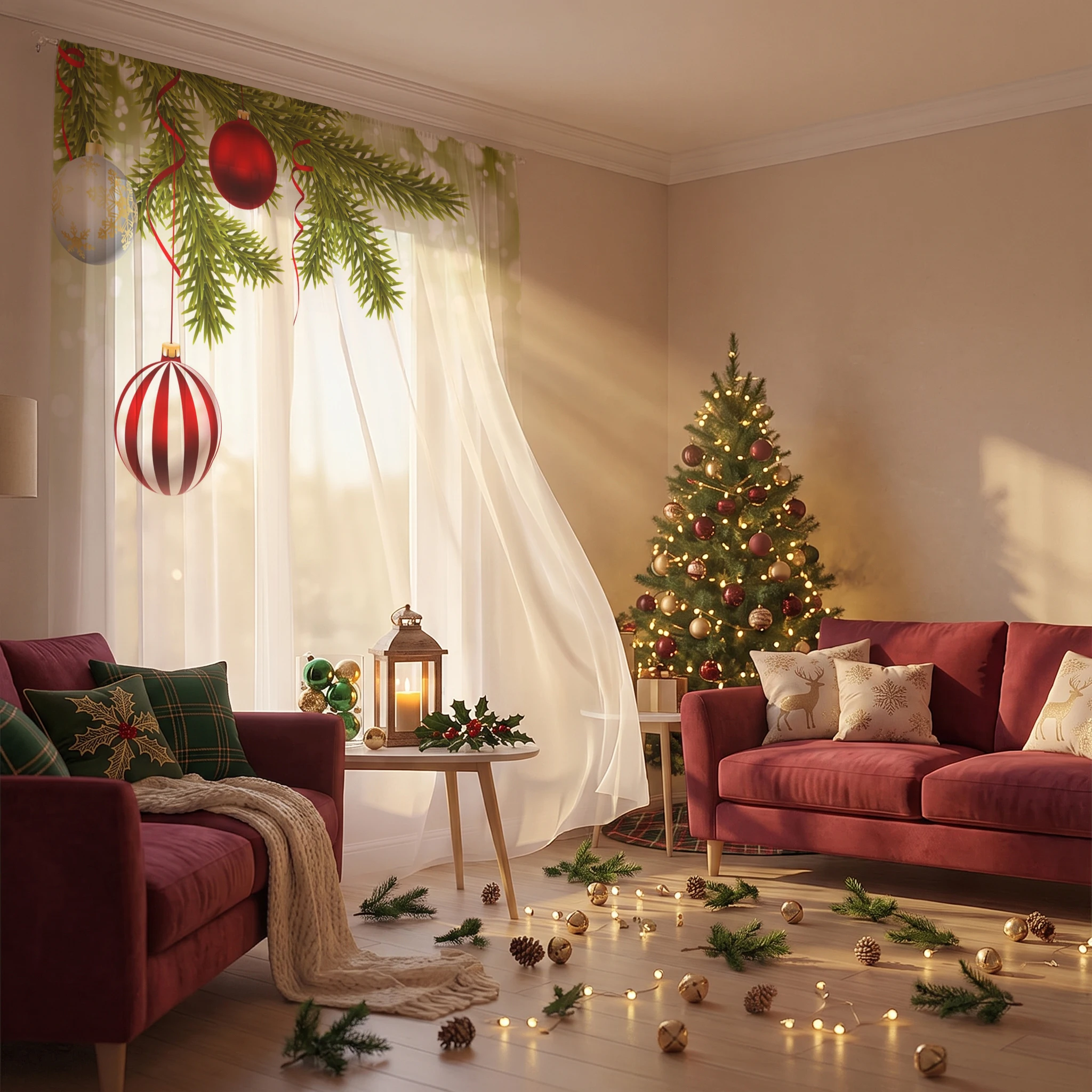 Tirai Voile Tipis Bertema Nata - Home Office With Plants ulasan dan harga