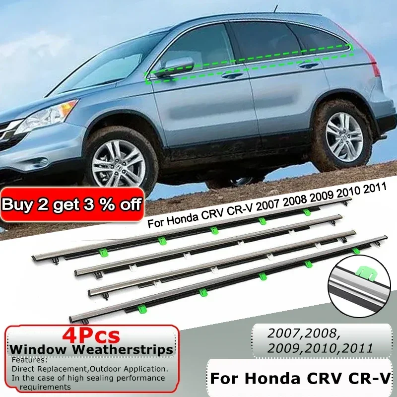 Car Window Weatherstrips For Honda CRV CR-V 2007-2011 Door Glass Window Seal Belt Sealing Belt Outer Weather Strip Moulding Trim