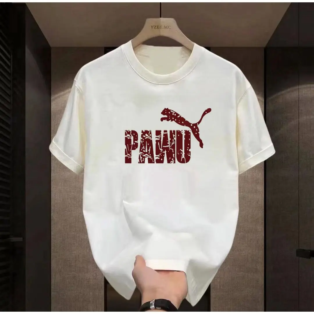 

Short-sleeved T-shirt Men's 2025 Summer Pure Cotton New Summer Niche Trend Simple Casual Top Round Neck Half-sleeve