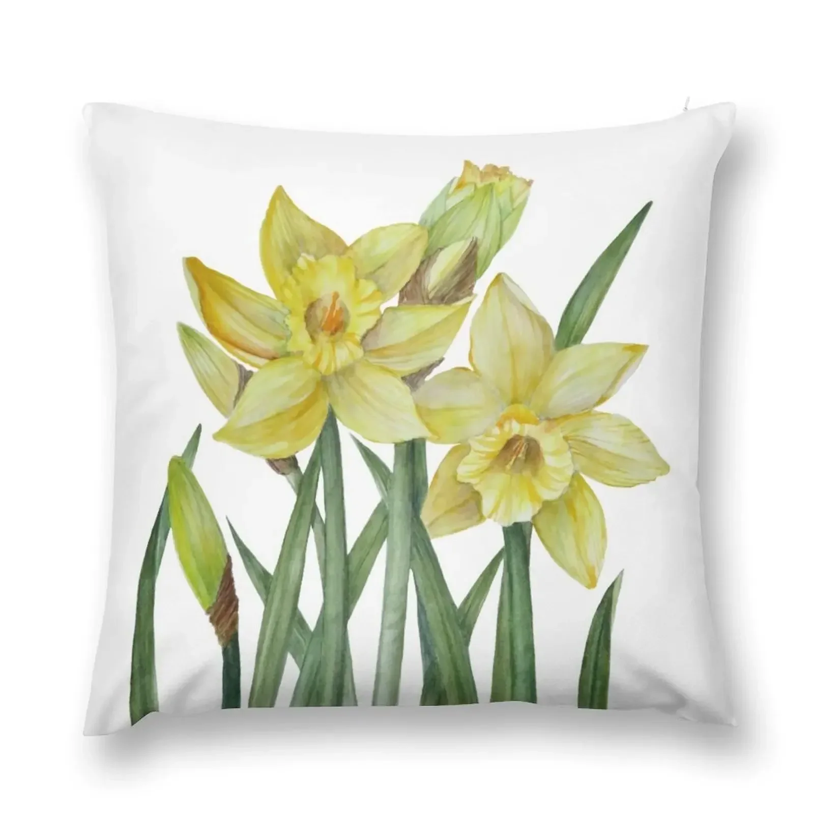 Watercolour Daffodils Botanical Illustration Throw Pillow Pillow Case Christmas luxury throw pillow covers Sofas Covers