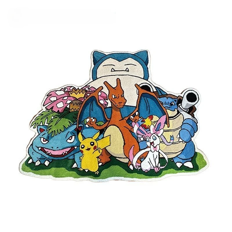 Cartoon Pokemon Plush Carpet Anime Irregular Pikachu Charizard Snorlax Eevee Lounge Rug Bedroom Bedside Floor Mat Home Decor