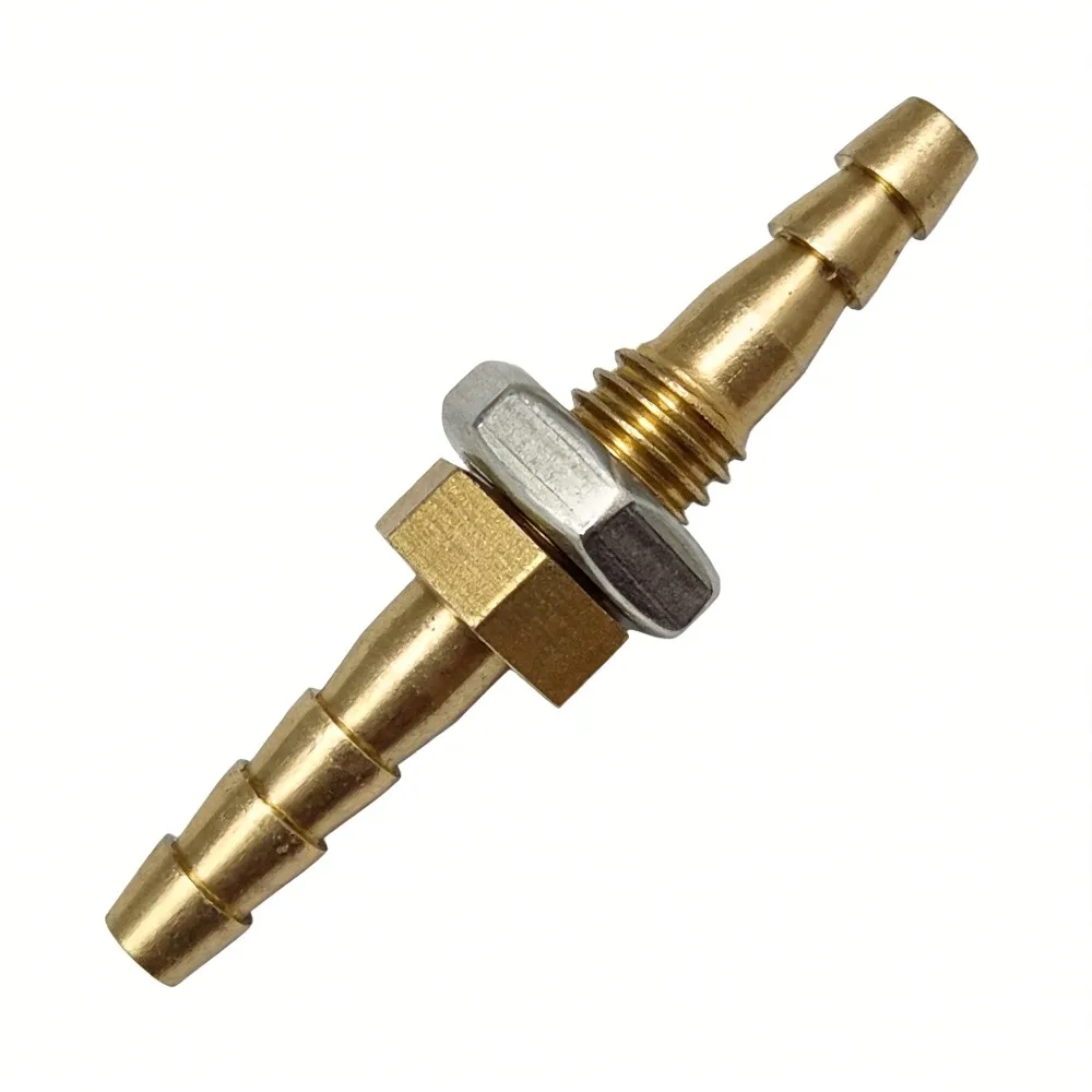 Brass Double Barb Bulkhead Fitting Through Wall Hose Connector Bulkhead Adapter for Air Fuel Water Hose