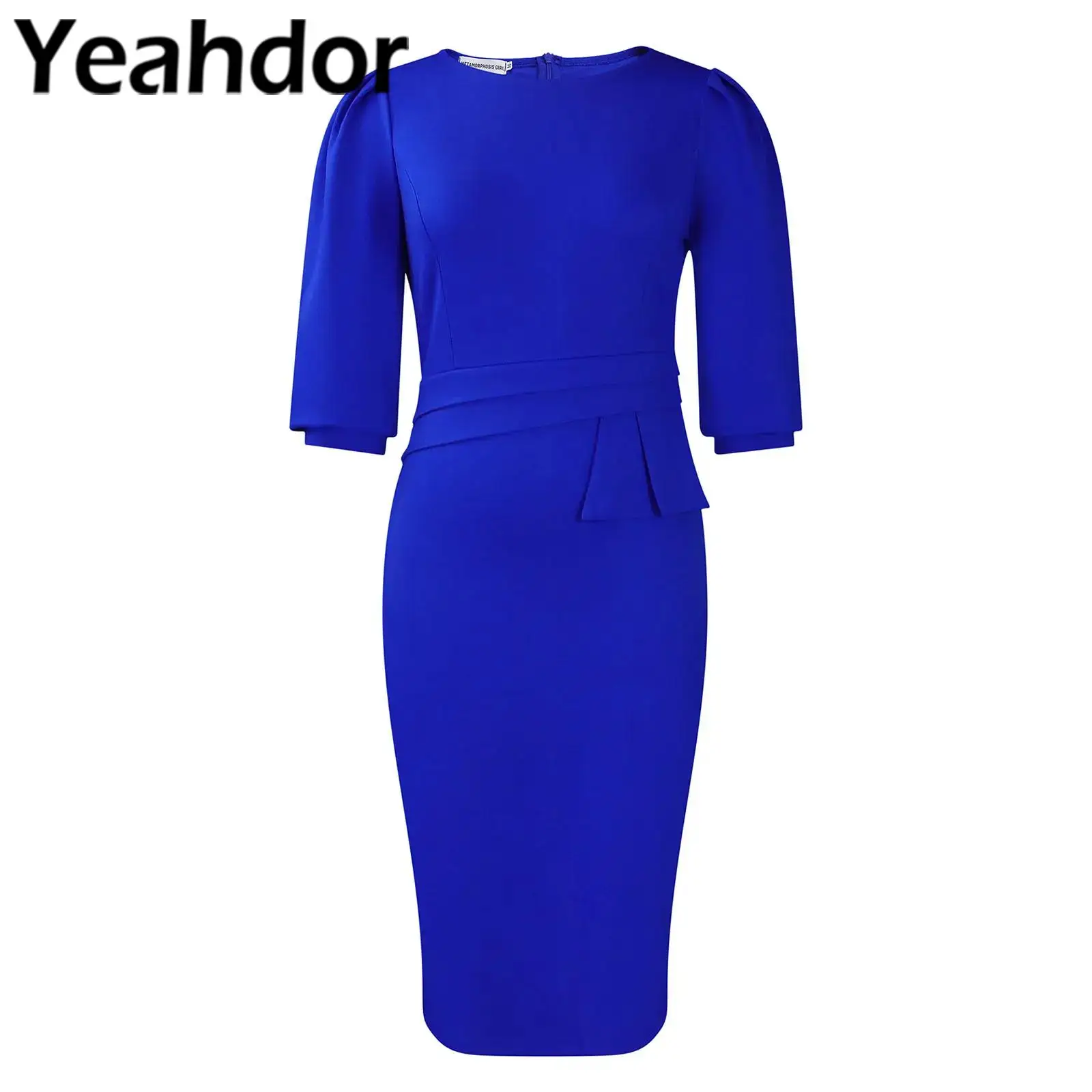 

Womens Solid Color Dress Half Sleeve Vestido De Fiesta High Waist Bodycon Dress for Office Work Commute Elegant Evening Dress