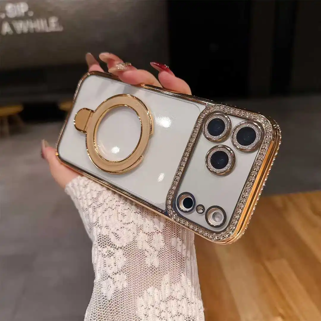 Rhinestone Case for Samsung Galaxy A53 A17 A07 S26 Edge S26 Plus Ultra with Stand Holder Phone Cases Crystal Cover coque capa