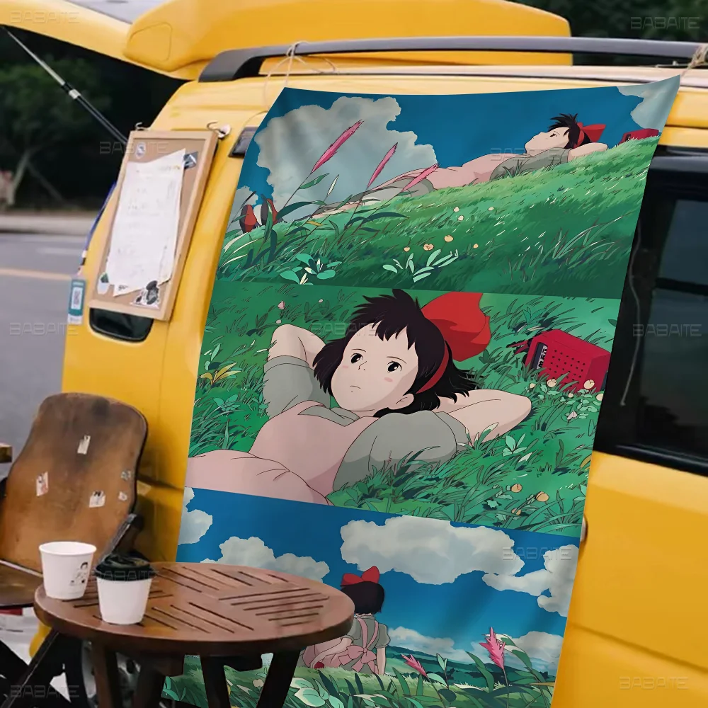 K-Kikis D-Delivery S-Service Anime High End Quality Banner Printing Artistic Atmosphere Style Camping Flag