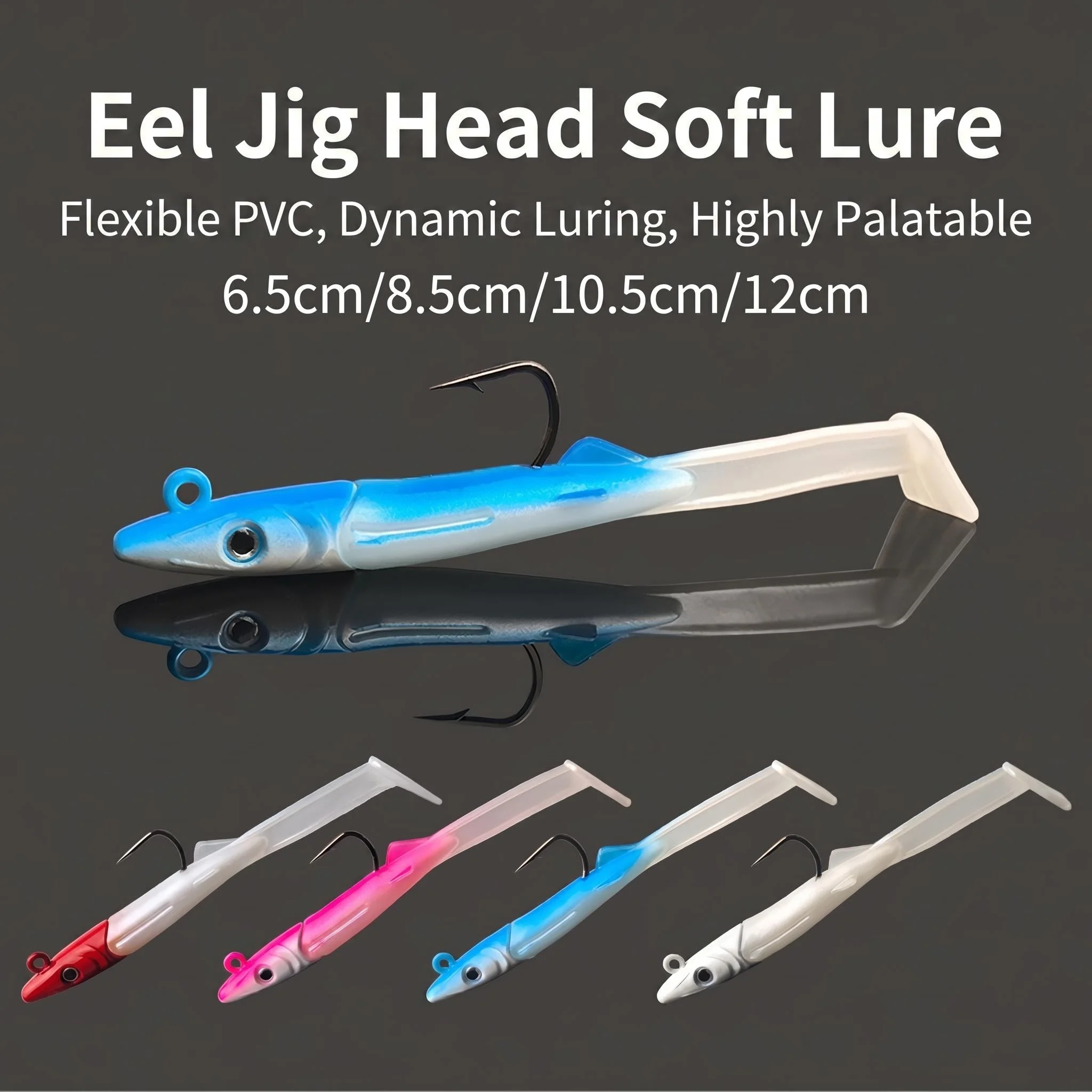 Isca Artificial Híbrida Macia com Anzol para Sandeel e Pike, Jig Metálico para Trolling 4.5g, 8.5g, 11.5g, 20g