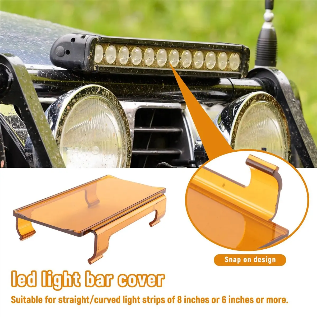 20 Inch Amber Snap on Lens Cover 6 Inch + 8 Inch for Led Light Bar Main in Car Light view 2