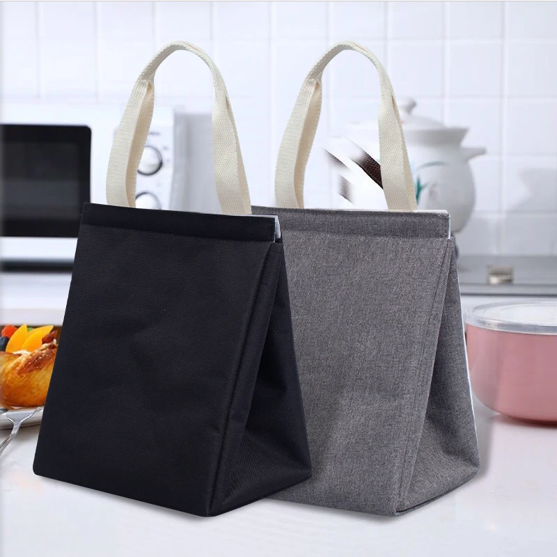 Lunch Bag Thermal Insulation Lunch Box Storage Handbag Solid Color Multifunctional Kid School Lunch Bags Picnic Food Pouch New