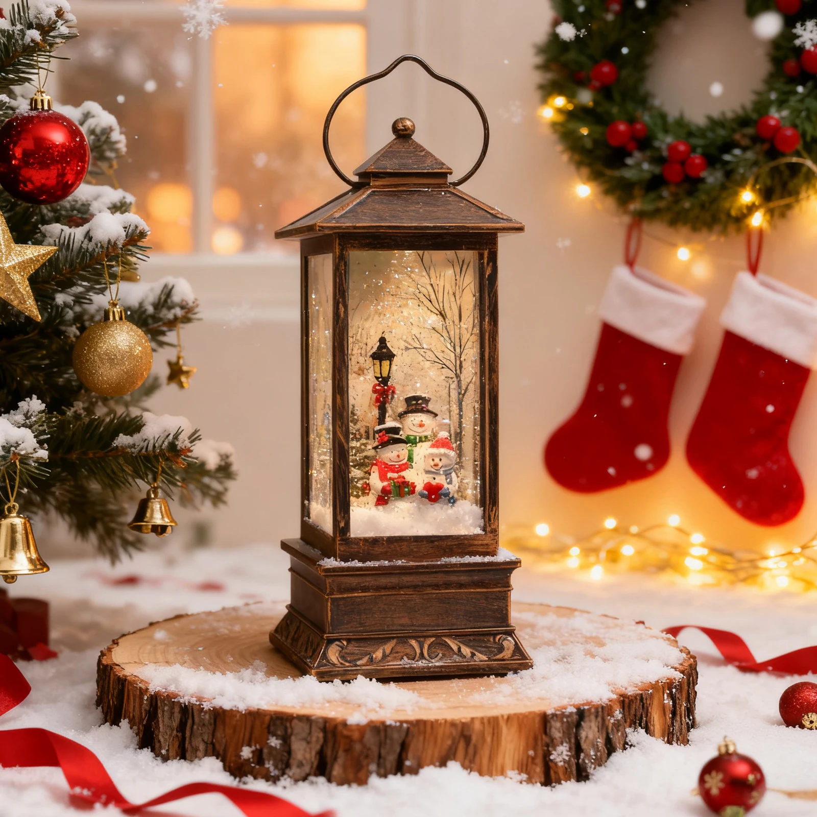 

Perfect Christmas Gift Vintage Music Snow Globe Lantern Creates a Warm, Festive Atmosphere with Light & Song