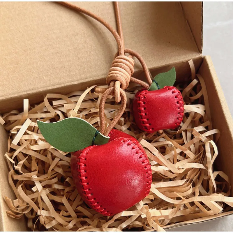 Lambskin Leather Handmade Hipster London Bus Cartoon Omnibus Croissant Original Pure Handmade Pumpkin Key Pendant Gift Customize