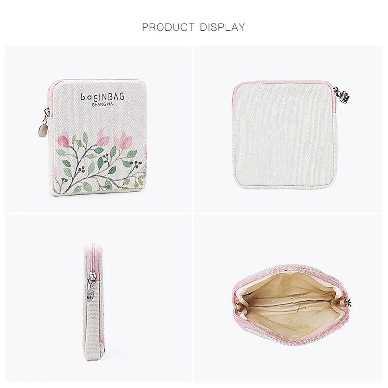 Mini Portable Women Girls Sanitary Pad Pouch Cable Organiser Bag Tampon Case Cute Makeup Bag Coin Purse Napkin Storage Bag