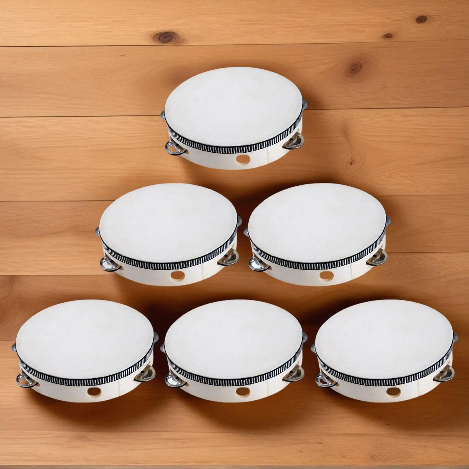 Tambourine for Church 6 Inch Hand Held Drum Bell Tambourine 6 Pieces Percussion Musical Instrument Educational Drum for Game