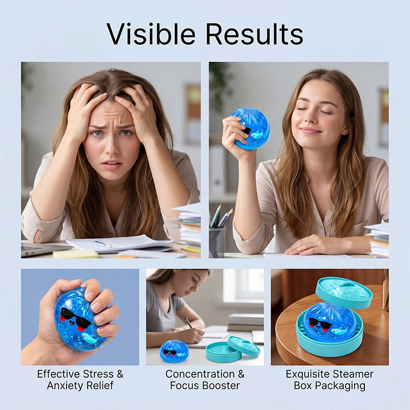 Sonnenbrille mit Ozean-Thema, Dumpling Pinch Squishy, langsam zurückfedernd, weich, zur Dekompression und als Büro- und Heimdekoration, perfektes Geschenk für Erwachsene – Detail 6
