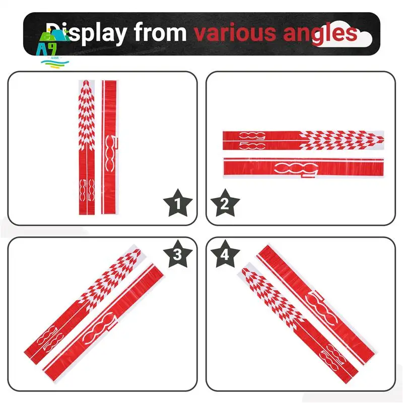 

A09E-1 Set Car Hood Bonnet Stickers Body Door Side Skirt Stripes Decal For Fiat 500 Auto Decorate Vinyl Film