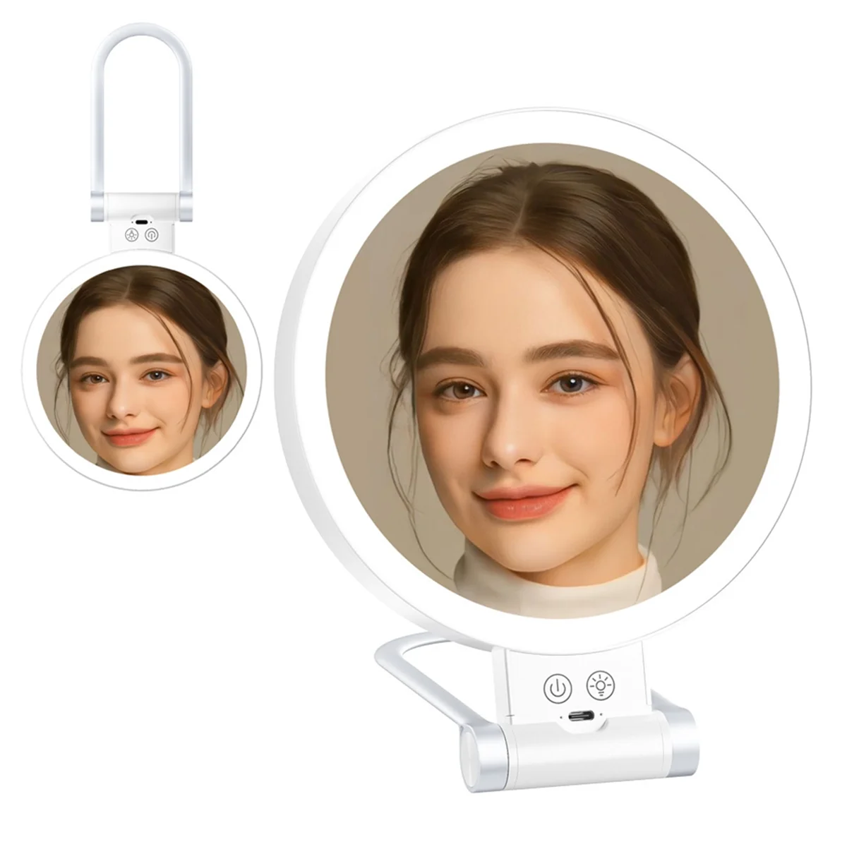 New 10X Magnifying Makeup Mirror with Lights and Magnification,3 Colors Desktop LED Mirror and Vanity Mirror for Travel