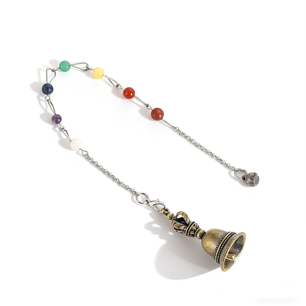 Chakra Crystal Pendulum Wind Chimes Tibetan Brass Witch Bell Pendant Hanging Decor Protection Reiki Healing Witchcraft Supplies