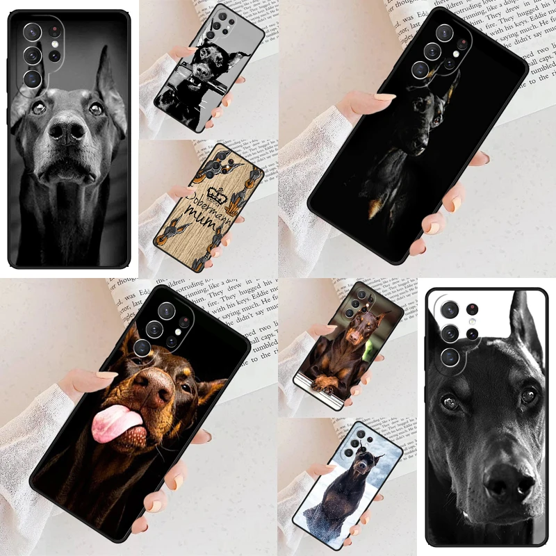 Doberman Dog Guarding Fierce Phone Case For Samsung Galaxy S24 S23 S22 S21 Ultra S10 Note 10 Pro S20 Plus FE S9 S8 Cover