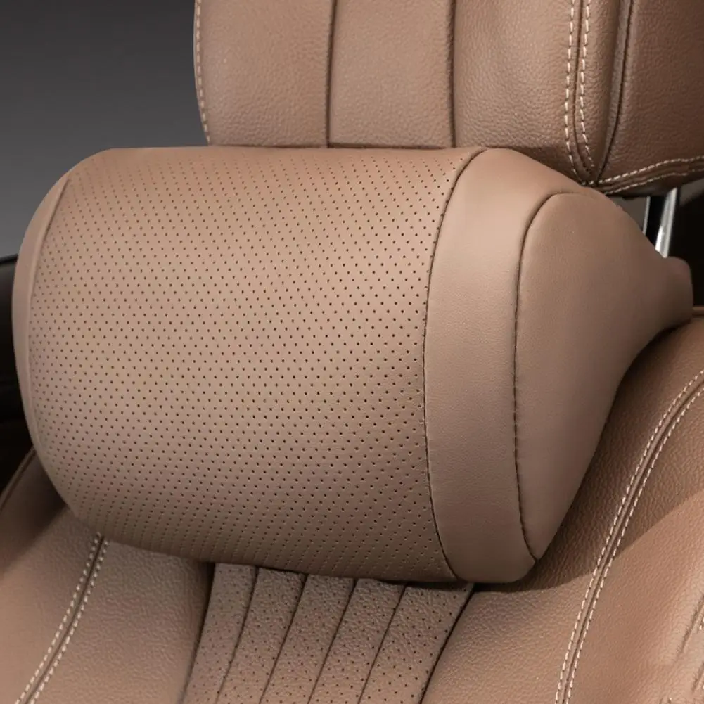 Car Seat Headrest Travel Rest Neck Pillow Soft PU Leather Neck Pillow Memory Foam Pillows Car Accessories - view 4