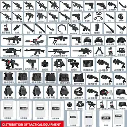 Army Weapons Equipment Supply kit Bricks MOC Military Figures Accessories vest backpack helmet shield Machine Gun building block