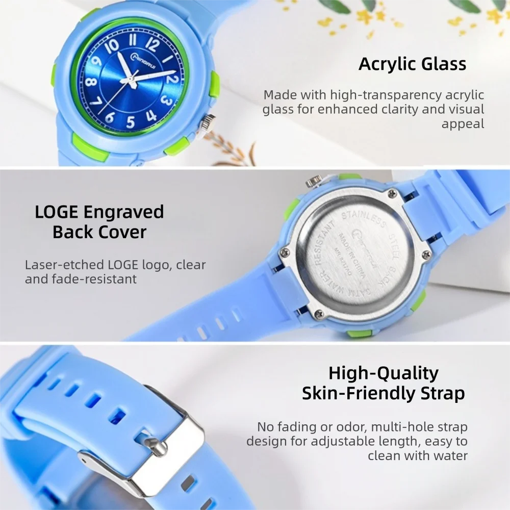 Fashion 30M Waterproof Quartz Watch Casual PU Strap Wristwatches Digital Watch Outdoor Sports