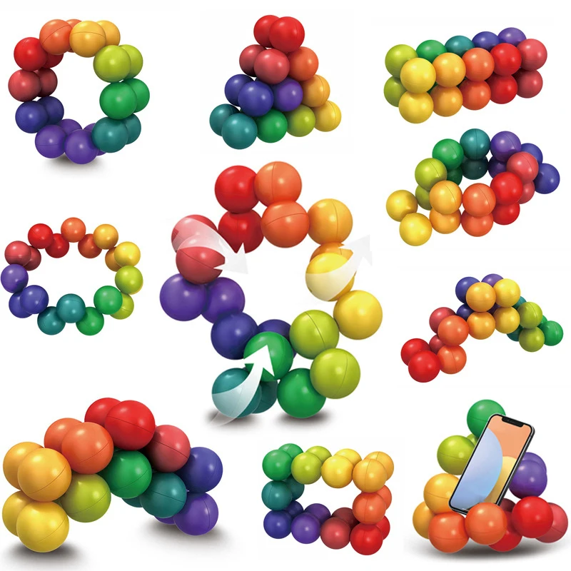 Rainbow Infinity Sensory Ball Stress Relief Calm Down Fidget Toys For Kids Christmas Party Favors Stocking Stuffer Gifts