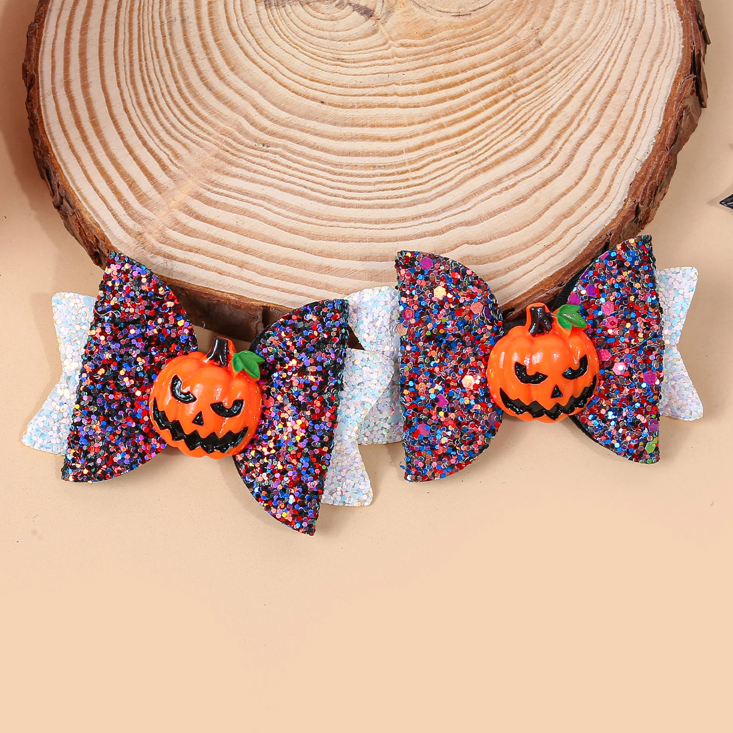 2PCS Glitter Haar Bögen Clips Kürbis Teufel Haar Bögen Clips Mädchen Halloween Festival Party Barrettes Clips Kinder Haar Zubehör