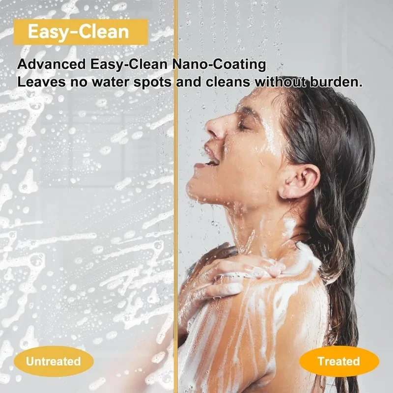 Porta doccia con chiusura morbida da 56-60 pollici di larghezza - Doppio cursore senza telaio dorato, vetro da 8 mm