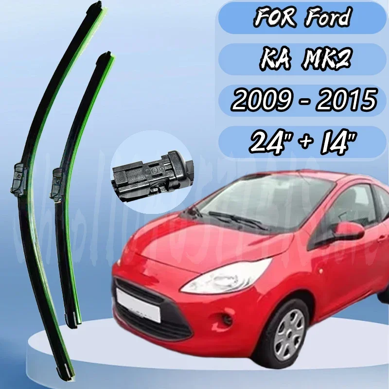 

Front Wiper Blades For Ford KA MK2 2009 - 2015 Windshield Windscreen Window Rain Brushes 24''+14'' Silent upgrade