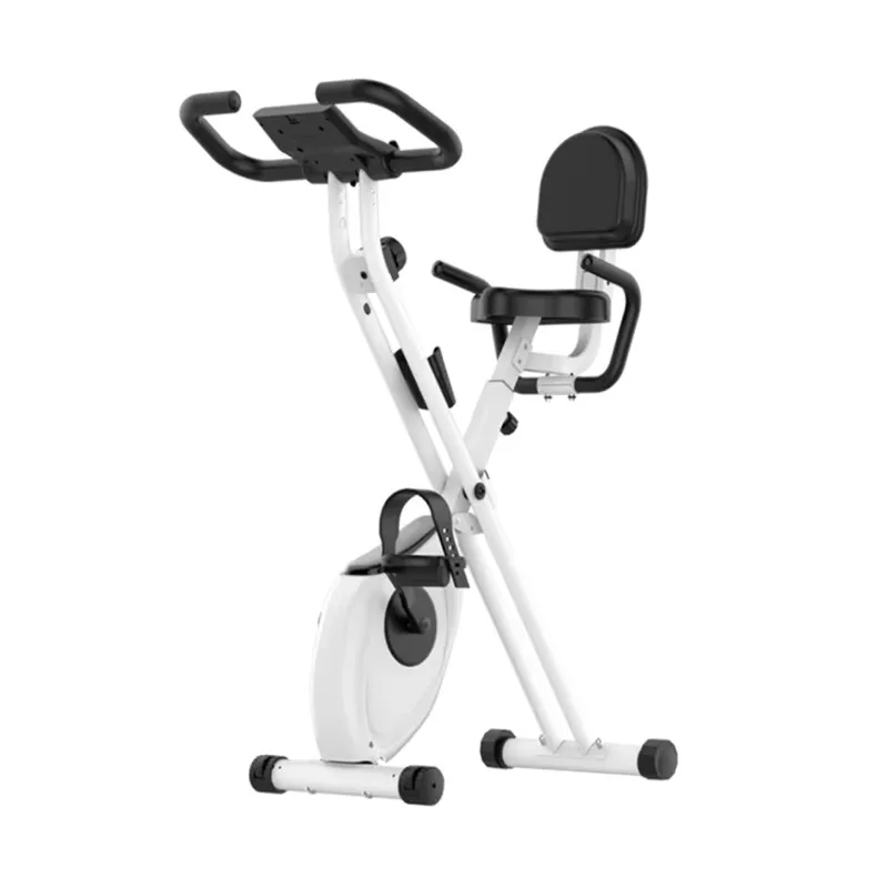 Bicicleta estática de fitness plegable de alta calidad con resistencia magnética para el hogar, bicicleta de interior con respaldo para mayor comodidad