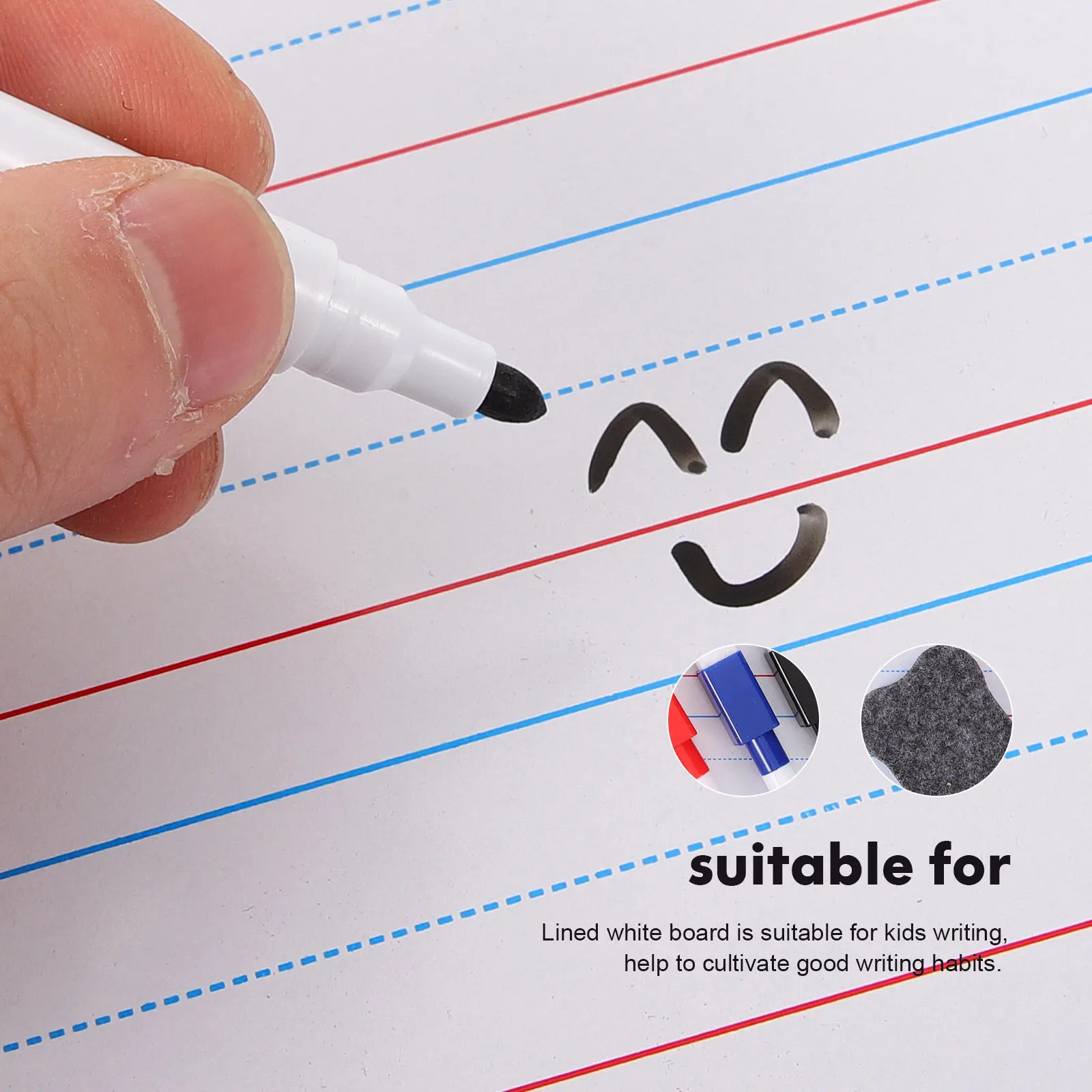 

Двусторонняя маленькая белая доска для рисования с линовкой, сухостираемая, для детей, школьников, портативная, легкая, для развития воображения