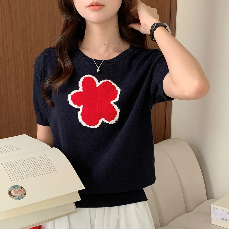 

Summer 100% Cotton Women's T-shirt Bottoming Basic Fashionable Lady Short Sleeve Loose Tops Shirts Solid