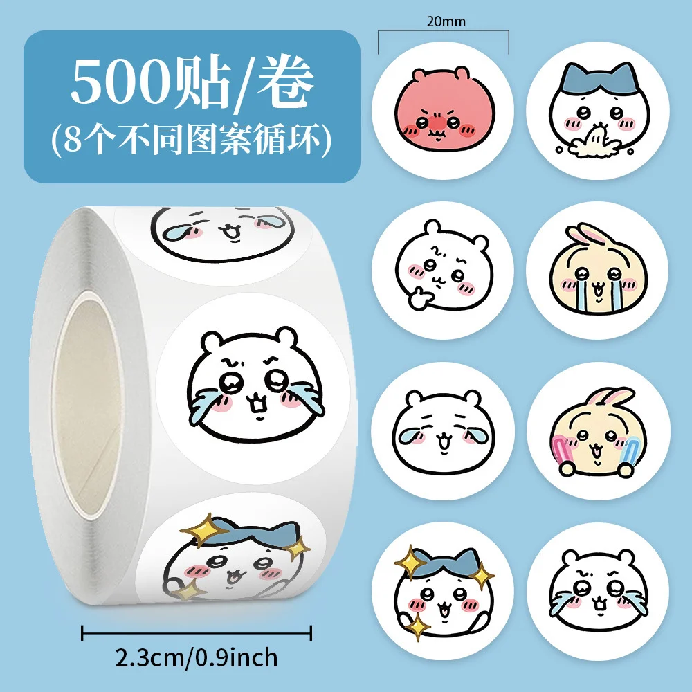 500 Stück/Rolle Cartoon Niedliche Chiikawa Roll-Aufkleber aus PVC-Material, Dekoration für DIY Telefon, Notizbuch, Scrapbook, Wasserfeste Kindersticker