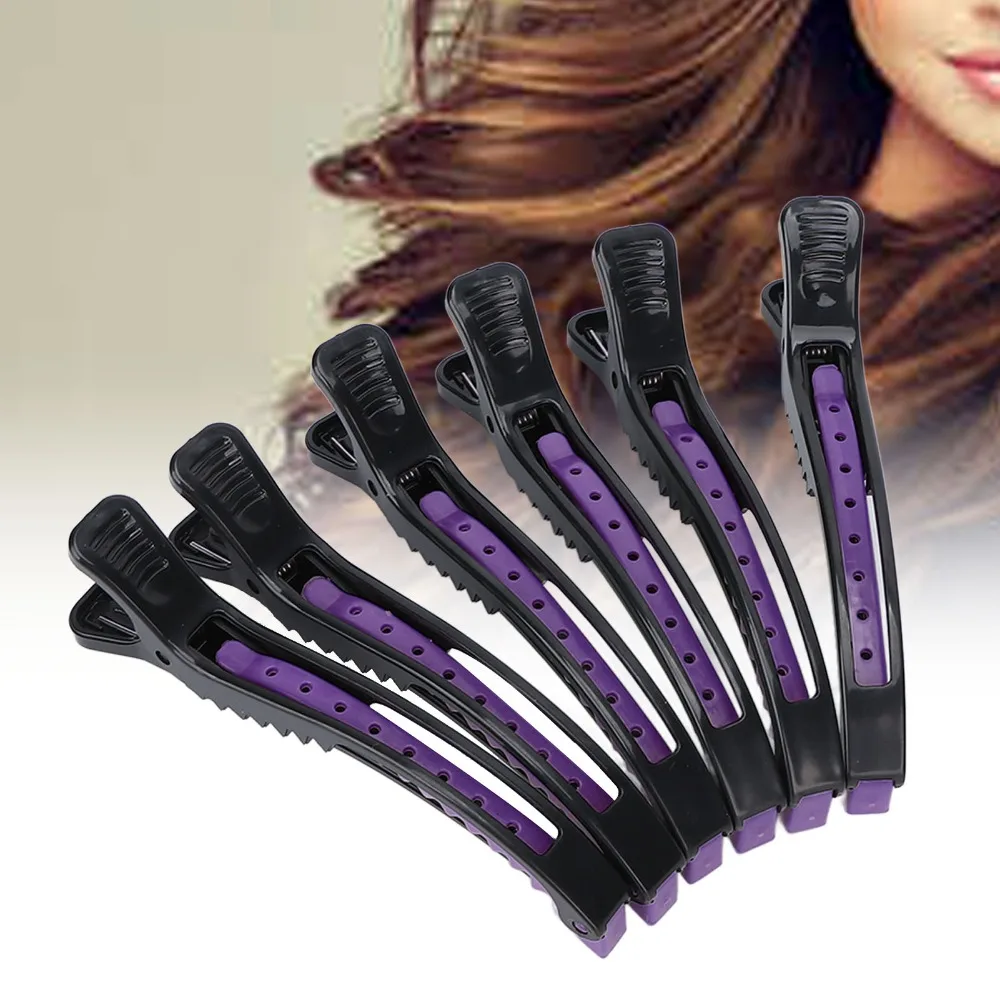 6 PCS Non Slip Professional Hair Clip Portable Design ABS Plastic Sectioning Hair Clip Durable Black Purple Duckbill Hair Clip