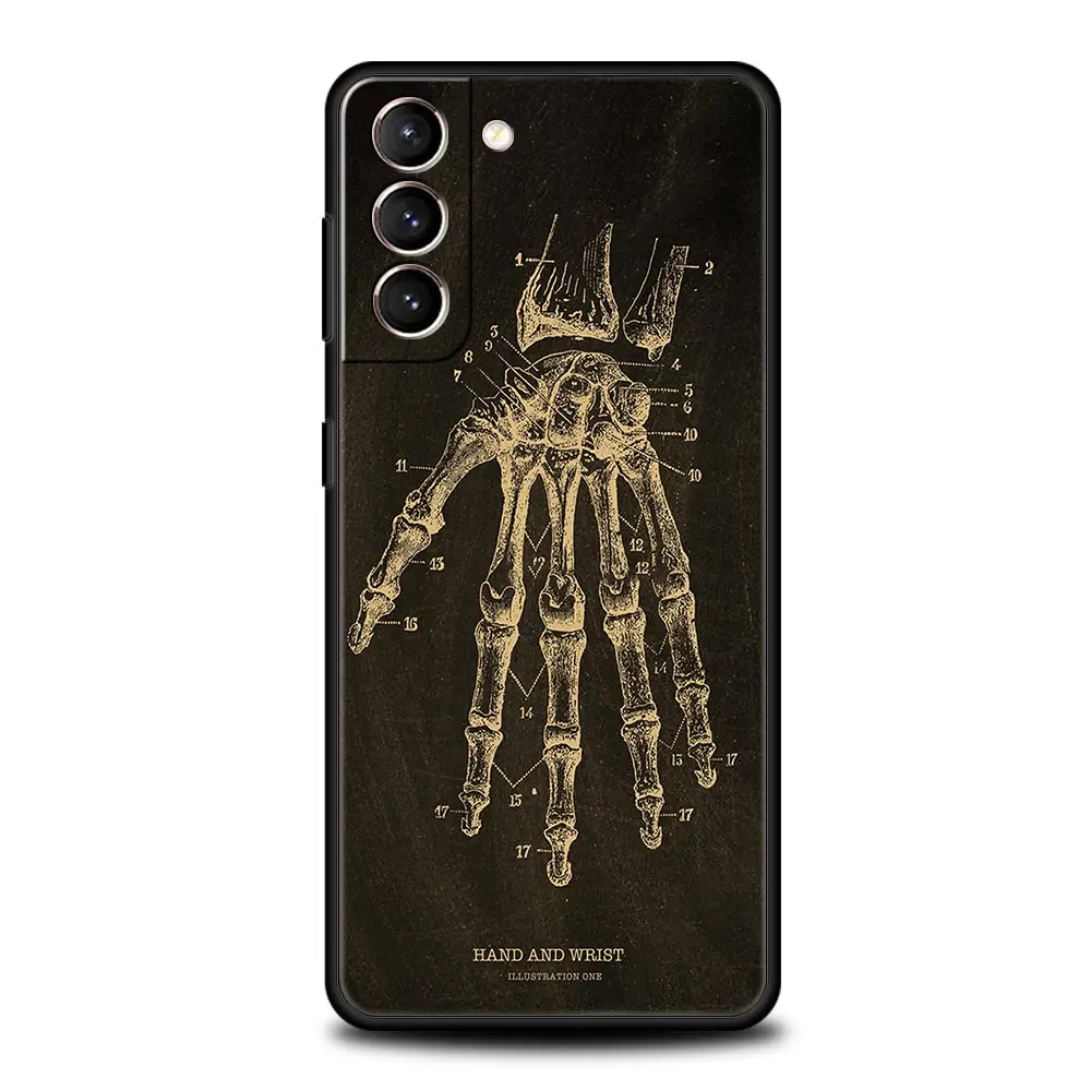 Anatomy Skeleton Chalkboard Body Heart Phone Case For Samsung Galaxy S25 S24 S23 FE S22 Ultra S20 S21 5G S10 Plus S10E Cover