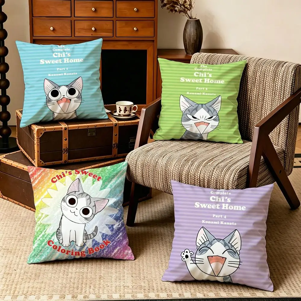 Anime-Chi's Sweet HomeS Cushion Cover Soft Velvet Cushion Cover Set 4Pcs 50x50 45x45 Zipper Pillowcase for Home Decor
