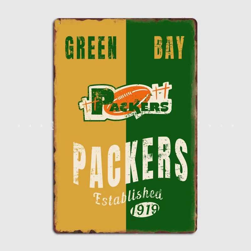 American Football Club The Green Bay Packers Poster Wall Art Metal Painting Vintage Garden Tin Sign Home Decor Room Decoration
