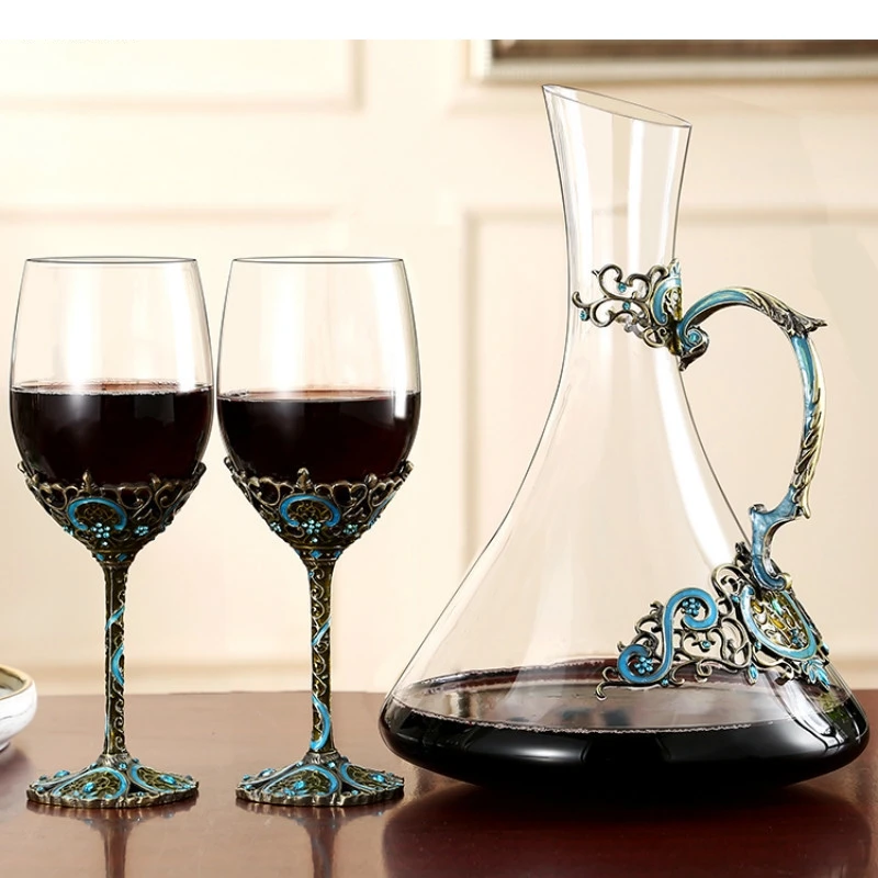 

European Style Light Luxury Crystal Glass Red Wine Goblet Rack Home Decoration Glasses Suit