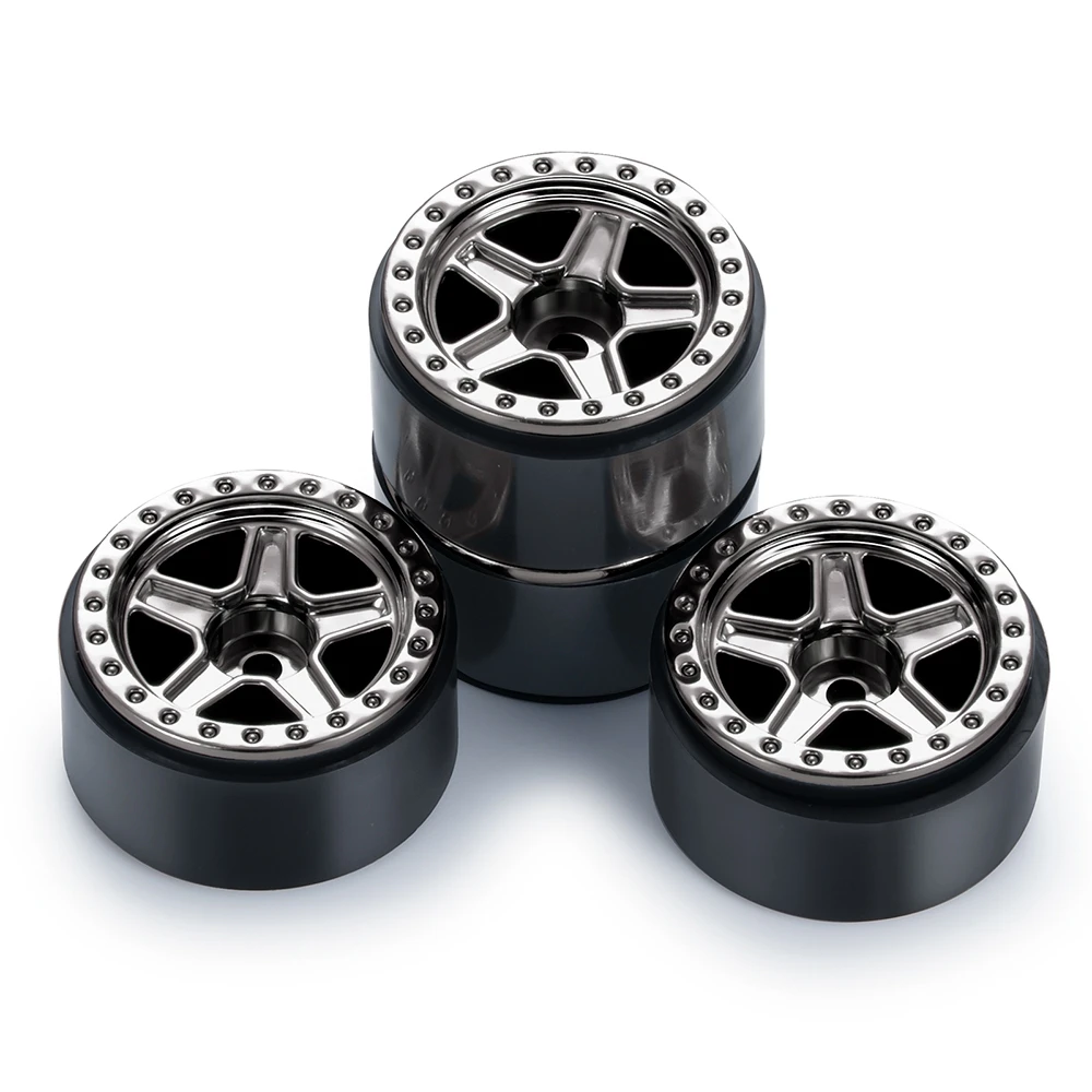 YEAHRUN 4Pcs 1.0inch Beadlock Wheel Rim Plastic 5-Spokes Hub for Axial SCX24 1/24 RC Crawler Upgrade Parts